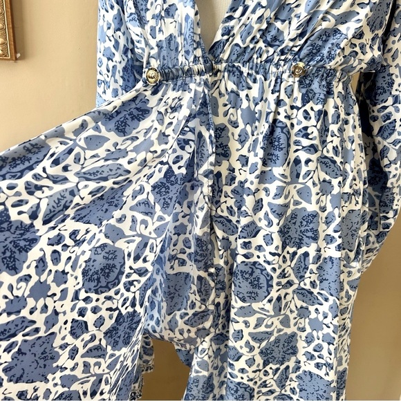Natalie Martin Nico Long Sleeve Silk Mini Dress Wrap Blue White Floral Sz S NWT - Picture 13 of 16